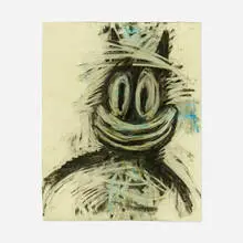 What's the Point by Joyce Pensato, 2011, charcoal and pastel on paper, sold May 2022