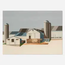 Edmund Lewandowski, Amish Farmscape #4, 1984, gouache and watercolor on paper