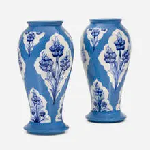 Moorcroft Pottery, Vases with forget-me-not and Persian patterns, pair