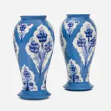 Moorcroft Pottery, Vases with forget-me-not and Persian patterns, pair