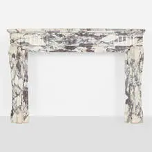 Louis Xvi Style, Fireplace surround, brèche violette de Serravezza marble, brass