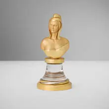 Marianne trophy / paperweight by Claude Moliterni, c. 1980, sterling silver gilt, glass, sold Apr 2025