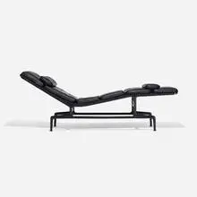 Billy Wilder chaise by Charles and Ray Eames, 1968, leather, enameled aluminum, plastic, sold Feb 2016