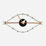 Eye wall clock, model 2238 by George Nelson & Associates, 1952, walnut, lacquered wood, brass, enameled steel, enameled aluminum, sold Feb 2016