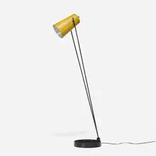 Ben Seibel, floor lamp, 1951, enameled steel, enameled and perforated aluminum