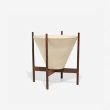planter, model S-04 by Lagardo Tackett, c. 1961, bisque ceramic, walnut, sold Feb 2016