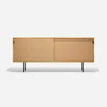 cabinet, model 116 by Florence Knoll, 1948, birch, grass cloth, enameled steel, leather, sold Feb 2016