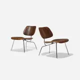LCMs, pair by Charles and Ray Eames, walnut plywood, chrome-plated steel, rubber, sold Feb 2016