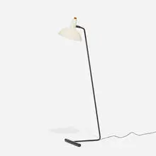 Harry Gitlin, floor lamp, model F9, 1951, enameled aluminum, enameled steel, Bakelite