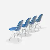 DKR-1s, set of four by Charles and Ray Eames, 1951, enameled and brushed steel, vinyl upholstery, plastic, sold Feb 2016
