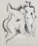 Alexander Archipenko, Untitled, charcoal and white chalk 42 x 34.5cm