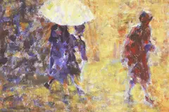 Michael Randall, Untitled, Michael Randall (1947-2000) 'IN THE RAIN' Acrylic on card 36 x 52cm