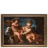 Giuseppe Bonito, Bacco bambino, Allegoria dell'Autunno e dell'Estate, oil on canvas