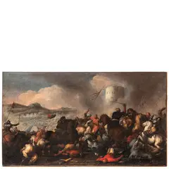 Antonio Calza, Battaglia tra cavalleria turca ed europea, oil on canvas