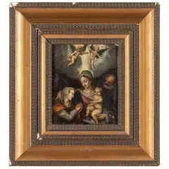 Hans Rottenhammer, Sacra Famiglia e Santa, oil on copper