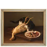 Nicola Levoli, Natura morta con pollo e gatto / Natura morta con polli, oil on canvas