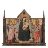 Madonna con il Bambino e santi by Andrea di Giusto, tempera on panel, offered Mar 2022