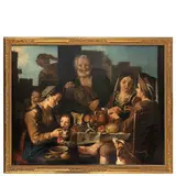 Contadini a tavola con vecchio che suona la ghironda / Firmato in basso al centro: Francesco Cipper Todesco... by Giacomo Francesco Cipper Detto Il Todeschini, oil on canvas, offered Mar 2022
