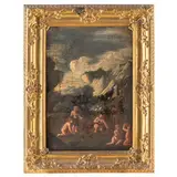 Paesaggio con putti che giocano by Giovanni Andrea Podestà, oil on canvas, offered Mar 2022