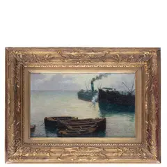 Alessandria, 1853 ; Milano, 1919 / Veduta del porto di Savona / Firmato Morbelli e datato 1912 in basso a sinistra by Angelo Morbelli, oil on canvas, offered Mar 2022