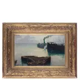 Angelo Morbelli, Alessandria, 1853 ; Milano, 1919 / Veduta del porto di Savona / Firmato Morbelli e datato 1912 in basso a sinistra, oil on canvas