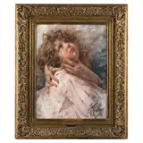 Napoli, 1860 ; 1942 / Amore materno / Firmato V Irolli in basso a destra by Vincenzo Irolli, pastel on paper, offered Mar 2022