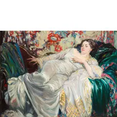 Ulisse Caputo, Salerno, 1872 ; Parigi, 1948 / La robe blanche / Firmato U Caputo e datato Paris 13 in basso a sinistra, oil on canvas
