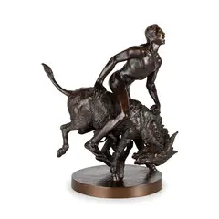 Rudolf Maison, Ratisbona, 1854 ; Monaco di Baviera 1904 / Arabo sull'asino imbizzarrito / Firmato Rud Maison fec sulla base, bronze