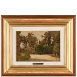 Silvestro Lega, Modigliana, 1826 ; Firenze, 1895 / Giardino in villa / Monogramma SL in basso a destra
