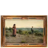 Arturo Faldi, Firenze 1856 ; 1911 / Nei campi al tramonto / Firmato A Faldi in basso a sinistra