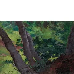 Alessandria, 1853 ; Milano, 1919 / Scorcio di campagna con alberi / Firmato Morbelli e datato 1901 in basso a sinistra by Angelo Morbelli, oil on panel, offered Mar 2022