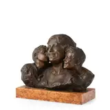 Napoli, 1855 ; 1926 / Mamma con bambini / Firmato sul retro by Vincenzo Aurisicchio, bronze, offered Mar 2022