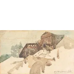 Onofrio Tomaselli, Bagheria, 1866 ; 1956 / Scorcio cittadino / Firmato O Tomaselli in basso a destra, watercolour on paper