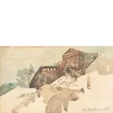 Onofrio Tomaselli, Bagheria, 1866 ; 1956 / Scorcio cittadino / Firmato O Tomaselli in basso a destra, watercolour on paper