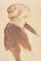 Sir Herbert Maxwell, A profile sketch of possibly Lady Mary Maxwell, And a carved Florentine frame with a portrait etching