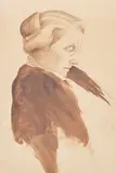 Sir Herbert Maxwell, A profile sketch of possibly Lady Mary Maxwell, And a carved Florentine frame with a portrait etching