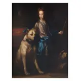 John Baptist Closterman, Portrait of a young nobleman, full length, in a plum-coloured coat and blue mantle, standing with his pet mastiff and holding a gun, oil on canvas