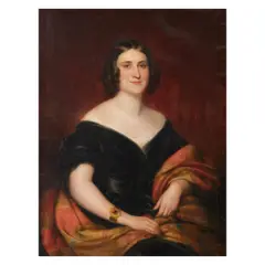 Portrait of Helenora, Lady Maxwell (d.1876), daughter of Sir Michael Shaw Stewart (1766-1825) 5th Bt. of Greenock and Blackhall and later Ardgowan, married 1833 Sir William Maxwell of Monreith, 6th Bt, three-quarter length seated, in a black dress and striped shawl by British School, oil on canvas, sold Jul 2026