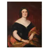 British School, Portrait of Helenora, Lady Maxwell (d.1876), daughter of Sir Michael Shaw Stewart (1766-1825) 5th Bt. of Greenock and Blackhall and later Ardgowan, married 1833 Sir William Maxwell of Monreith, 6th Bt, three-quarter length seated, in a black dress and striped shawl, oil on canvas