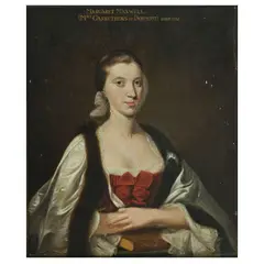Allan Ramsay, Portrait of Margaret Maxwell, Mrs Carruthers of Dormont, bust length, in a red dress and fur trimmed cloak, oil on canvas