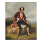 Henry Wyndham Phillips, Portrait of Eustace Maxwell (1819-1857), full length, in Spanish clothing, in a coastal landscape, oil on panel