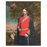 James Faed, Portrait of the Rt. Hon. Sir Herbert Maxwell, 7th Bt. of Monreith, KT, PC, JP, DL, FRS, FSA Scot, FRGS (1845-1937), three-quarter length, in uniform, in a landscape, an encampment beyond, oil on canvas