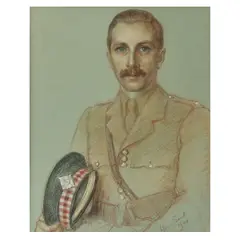 Maud Earl, A portrait of Sir Aymer Maxwell, 8th Bt. of Monreith (1911-1987),  wearing military uniform, charcoal and coloured chalks