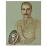 Maud Earl, A portrait of Sir Aymer Maxwell, 8th Bt. of Monreith (1911-1987),  wearing military uniform, charcoal and coloured chalks