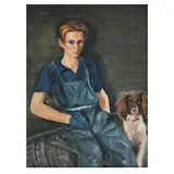 Gavin Maxwell, Portrait study with spaniel, oil on canvas