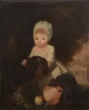British School, The favourite dog, Oil on canvas
