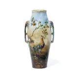 Longwy, Elephant-Handled Vase, glazed earthenware with gilt decoration, faintly impressed on underside