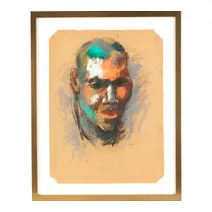Hans Burkhardt, Untitled (Head of a Boxer), 1948, pastel on paper