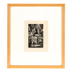 Paul Landacre, Howard Moorepark Bookplate; Crestline Cabin (Wien 130; 229), 1933, Two wood engravings on wove paper, Howard Moorepark Bookplate signed, Crestline Cabin with estate stamp recto and Origins of Art stamp verso
