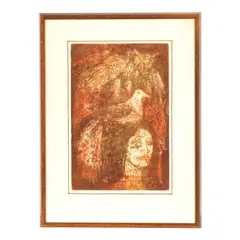 Betye Saar, Wood Nymph with Birds, c. 1967, Etching and aquatint in colors on wove paper